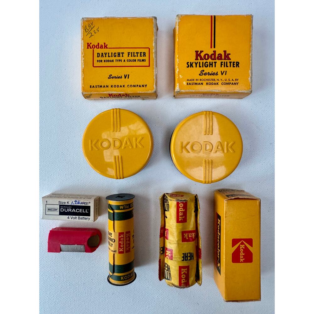 Vintage Kodak Film Lot CX 620 Box 1975 Filters Rolls Ephemera Display